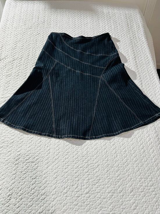 Cato Dresses & Skirts - Minimalist CATO Dark Blue Denim A-Line Skirt/Cute Stitch Design Pattern/Size 16W